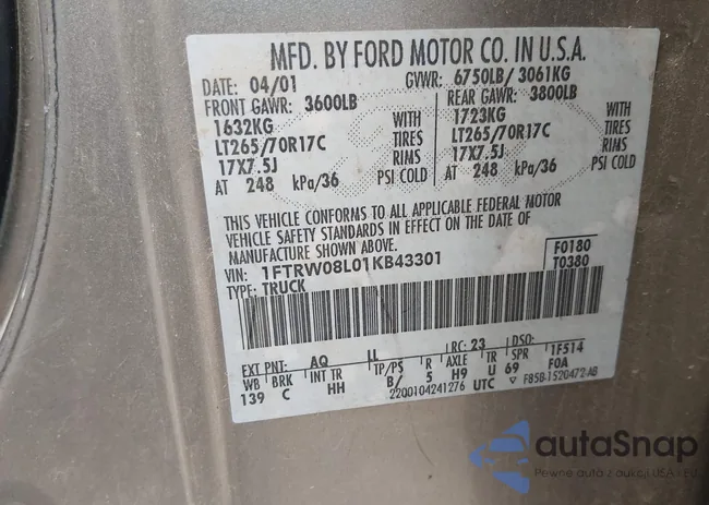 1FTRW08L01KB43301: 44401419