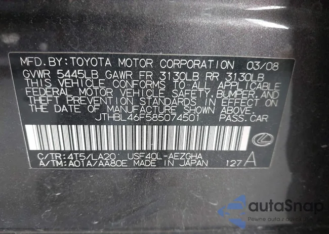 JTHBL46F585074501: 44400570