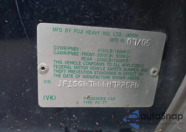 JF1SG67666H722526: 44400595