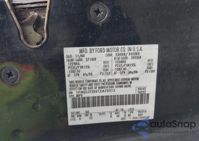 1FMZU72E61ZA70513: 44401836