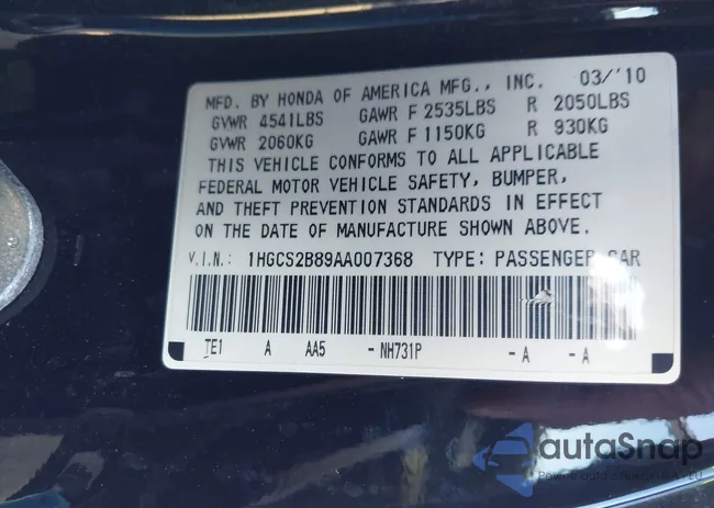 1HGCS2B89AA007368: 44401910