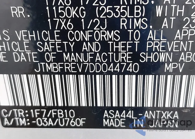 JTMBFREV7DD044740: 44402232