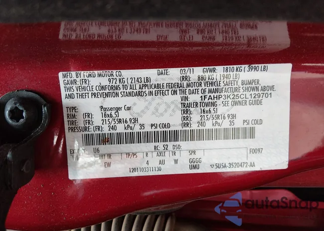 1FAHP3K25CL129701: 44401437