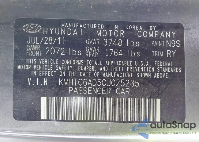 KMHTC6AD5CU025235: 44401825