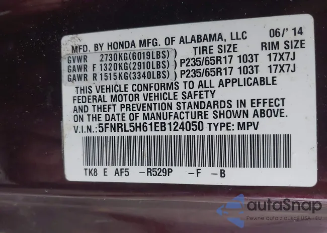 5FNRL5H61EB124050: 44402855