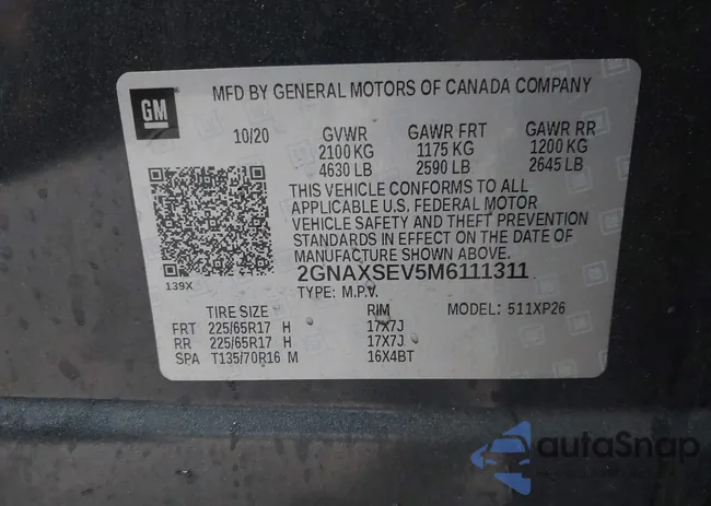 2GNAXSEV5M6111311: 44402893