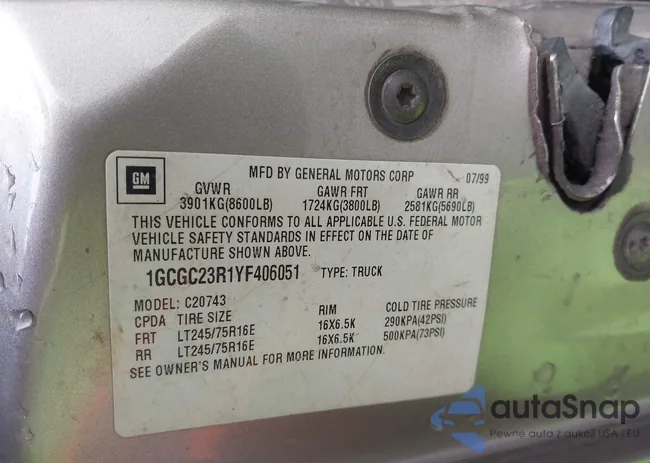 1GCGC23R1YF406051: 44402928