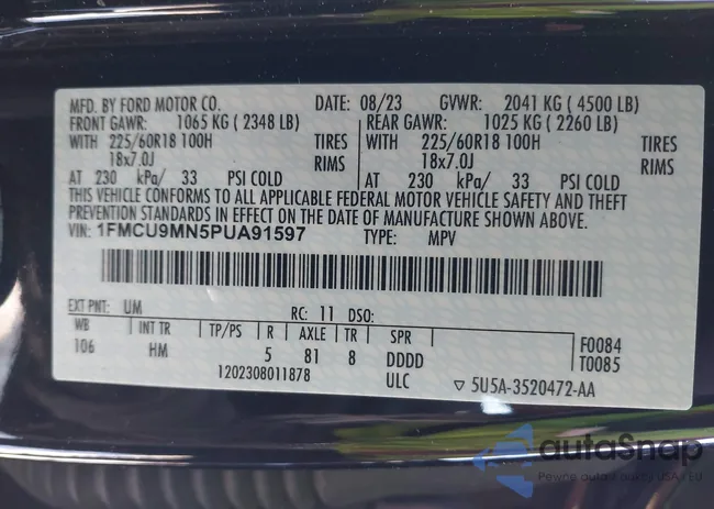 1FMCU9MN5PUA91597: 44402914