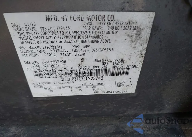 MAJ6P1CL7JC223742: 44402947