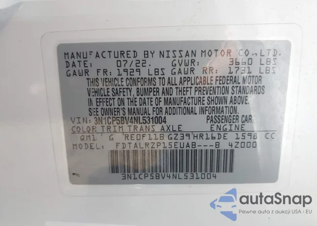 3N1CP5BV4NL531004: 44403100