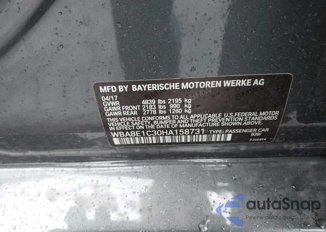 WBA8E1C30HA158731: 44403185