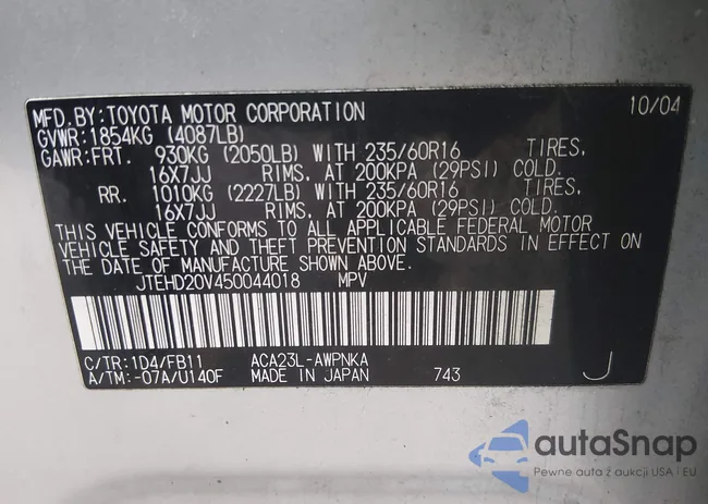 JTEHD20V450044018: 44403380