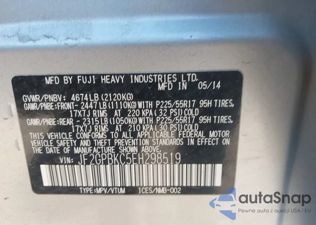 JF2GPBKC5EH298519: 44402511