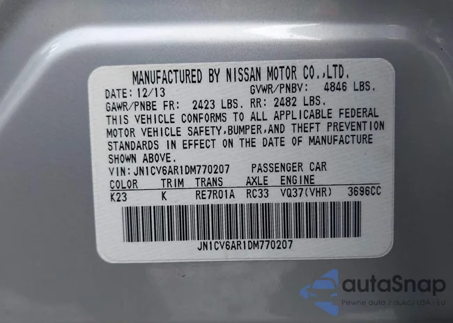 JN1CV6AR1DM770207: 44402577