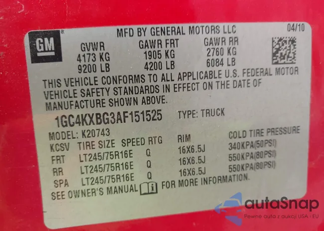 1GC4KXBG3AF151525: 44403868