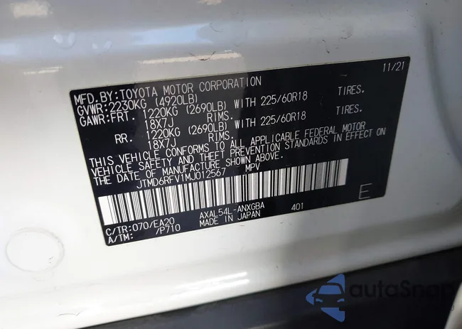 JTMD6RFV1MJ012567: 44403902