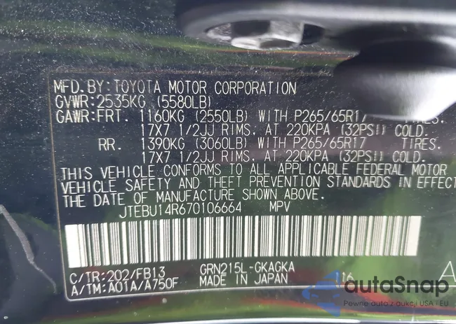 JTEBU14R670106664: 44403923