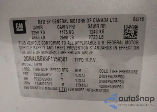 2GNALBEK9F1159301: 44404006