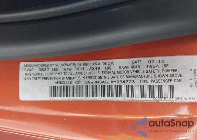 3VWRW3AG1AM034723: 44404033