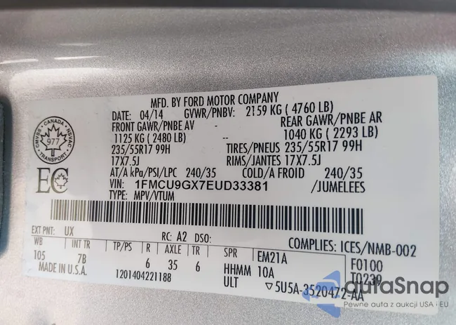 1FMCU9GX7EUD33381: 44404101