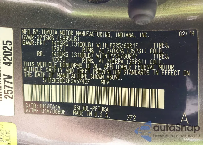 5TDZK3DCXES457457: 44404174