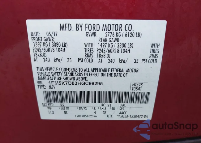 1FM5K7D83HGC99295: 44403494