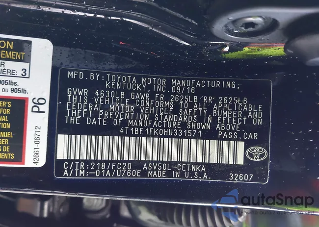 4T1BF1FK0HU331571: 44403501