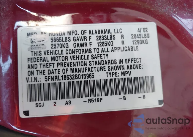 5FNRL186328015965: 44403543