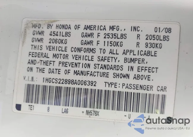 1HGCS22898A006392: 44404849