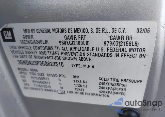 3GNDA23P36S622510: 44405294