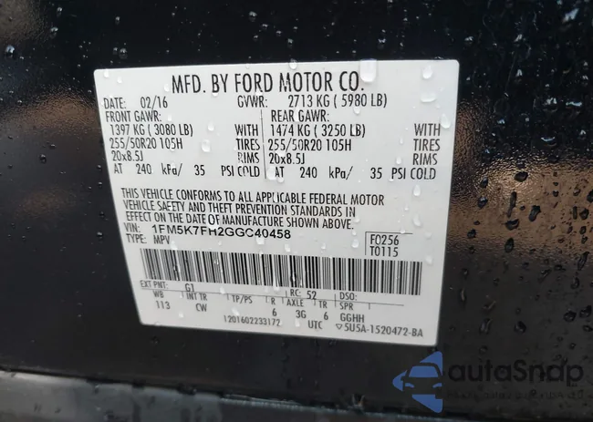 1FM5K7FH2GGC40458: 44405953