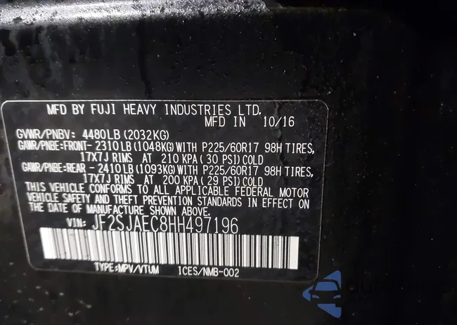 JF2SJAEC8HH497196: 44405962