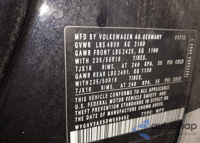 WVGAV3AX5DW569492: 44406052