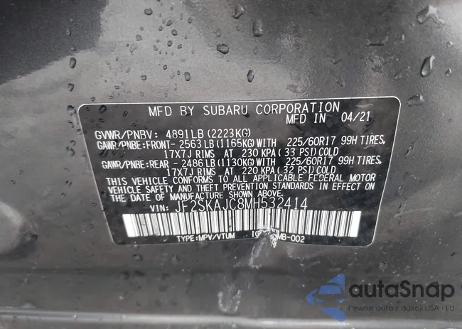 JF2SKAJC8MH532414: 44406135