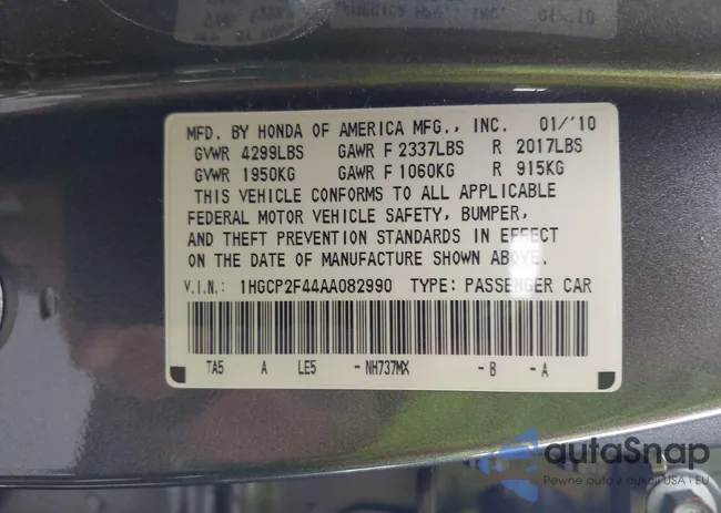 1HGCP2F44AA082990: 44406334