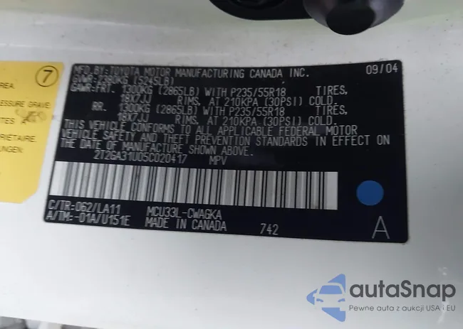 2T2GA31U05C020417: 44406346