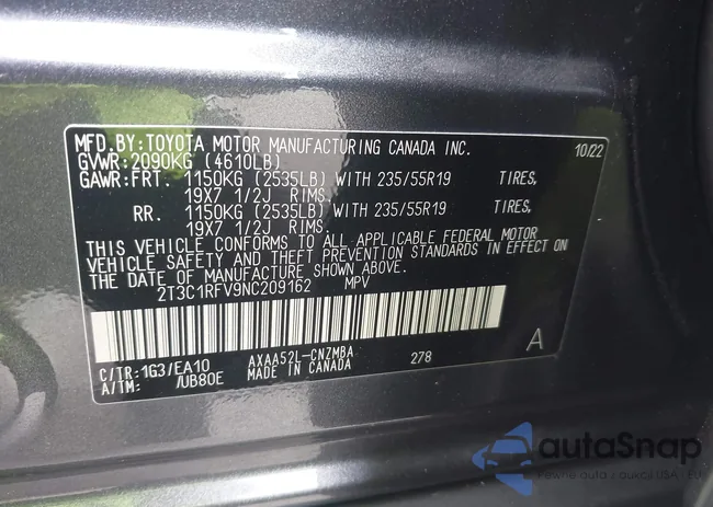 2T3C1RFV9NC209162: 44406396