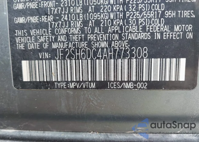 JF2SH6DC4AH773308: 44406428
