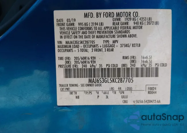 MAJ6S3GL5KC287705: 44405705