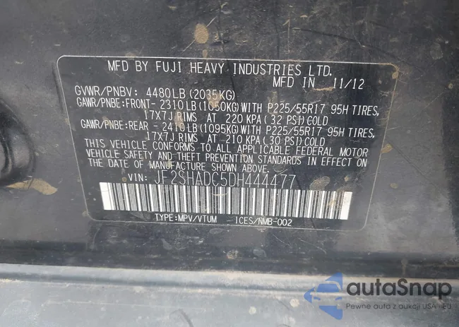 JF2SHADC5DH444477: 44405768