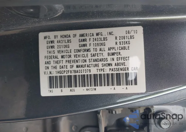 1HGCP2F87BA007379: 44407044