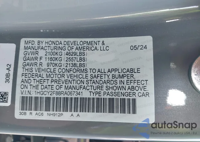 1HGCY2F88RA067341: 44407089