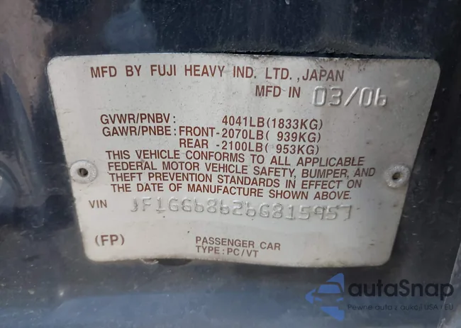 JF1GG68626G815957: 44407090