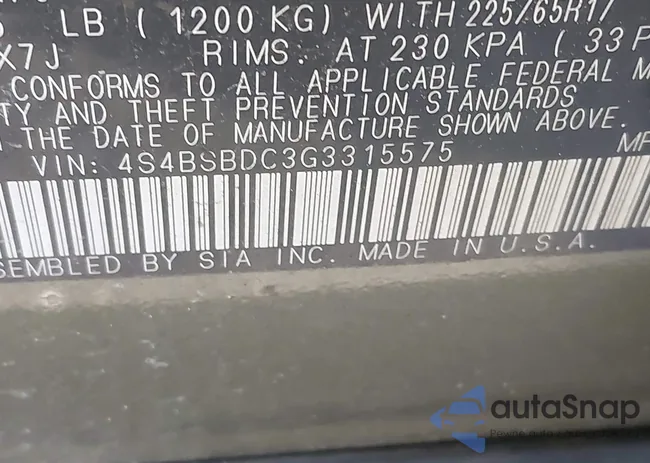 4S4BSBDC3G3315575: 44407263