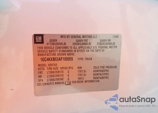 1GC4KXB63AF109959: 44407300