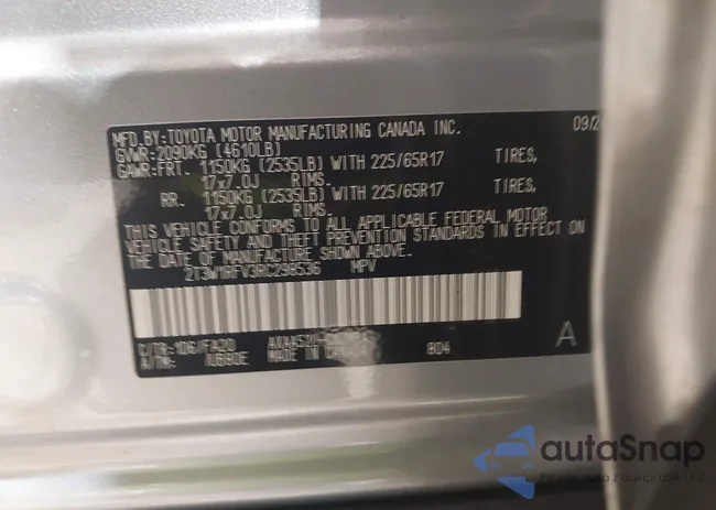 2T3W1RFV3RC298536: 44407325