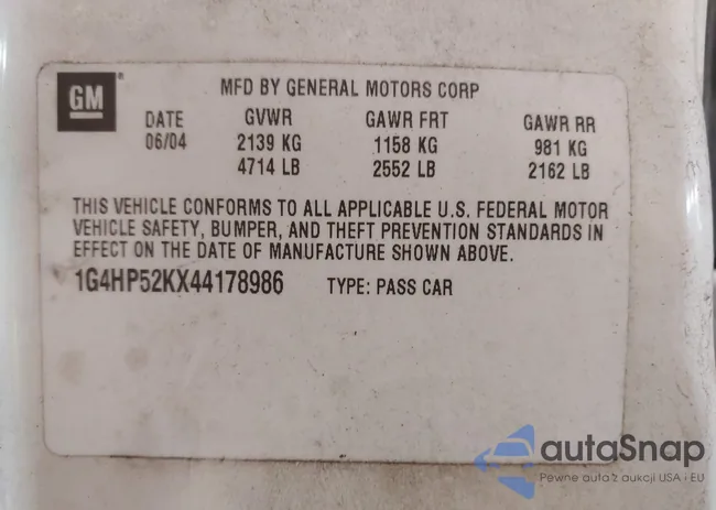 1G4HP52KX44178986: 44406546