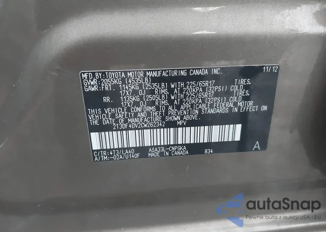 2T3DF4DV2CW262342: 44406583