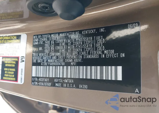 4T3BE11A99U004788: 44406770