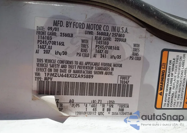 1FMZU64EX2ZA95889: 44406786